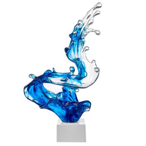 Braker Wave Sculpture, Ocean Blue, 21" Tall