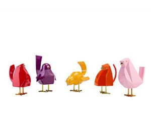 Set of Five Bird Sculptures Multi-Color